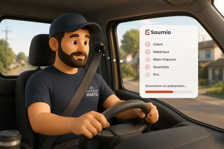 Entrepreneur au volant de son camion, Soumio en préparation